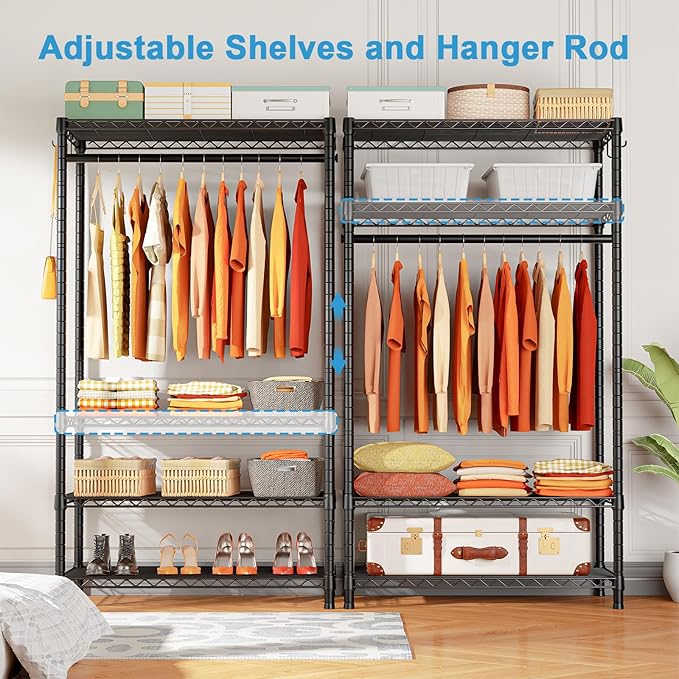 Ulif H4 Portable Closets, 4-Tier Metal Clothes Garment Rack - Image 4