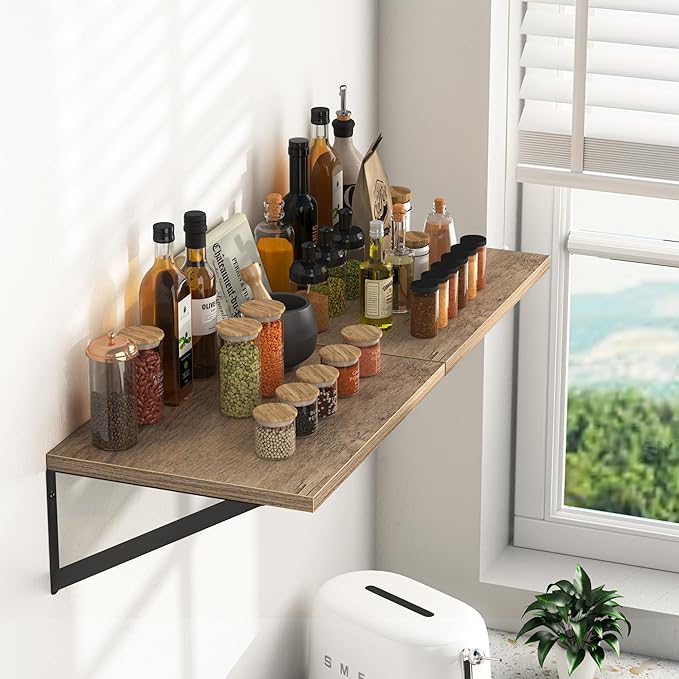 Heimlove Deep Floating Shelves for Wall, 16W x 12D Rustic Grey Wood Wall - Image 2