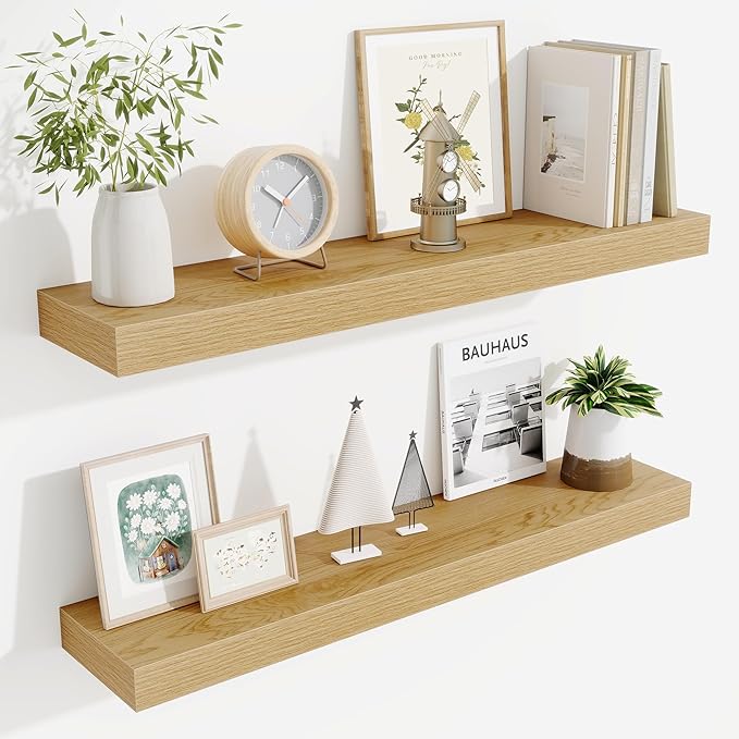 Fun Memories Bathroom Shelves 32 Inch Long Set of 2, Floating Shelves by FunMemories