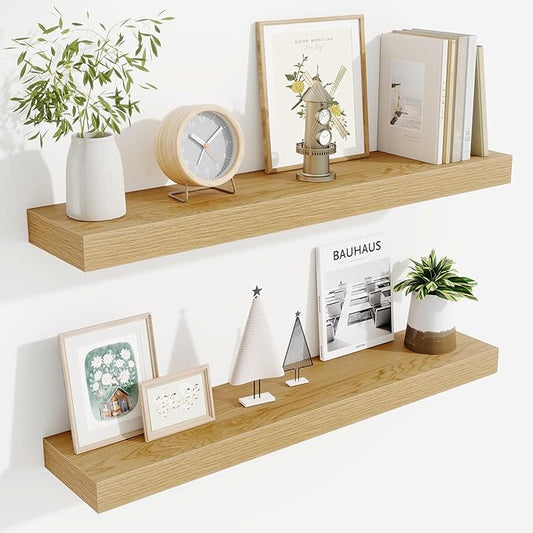 Fun Memories Bathroom Shelves 32 Inch Long Set of 2, Floating Shelves by FunMemories