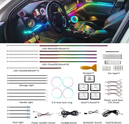 Acrylic Interior Car LED Strip Lights, Colorful 22-in-1 Car Ambient Lighting Kit - Image 4