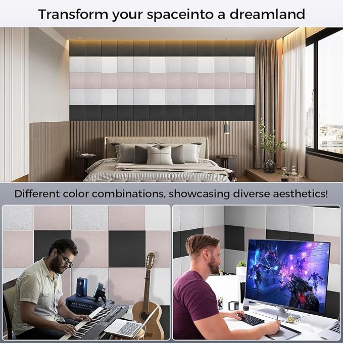 BSHEAD 10 pcs 165dtex Microfiber Acoustic Panels ，Self-Adhesive Soundproof Wall - Image 6