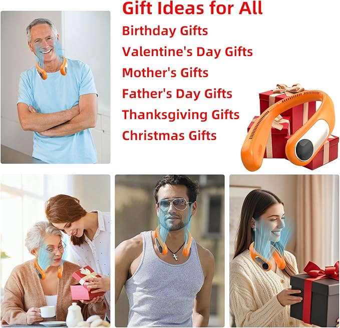 Portable Neck Fan, Personal Wearable Bladeless Fan, LED Display, 6000mAh USB - Image 6