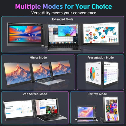 QQH Laptop Screen Extender, 15.6” Triple Portable Monitor - Image 9