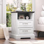 Nightstand with Charging Station, Rustic Farmhouse Wood Small Dresser, Bedside by Thacuok