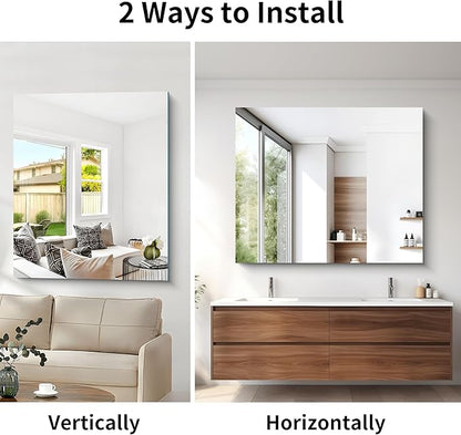 CILIBER Frameless Mirror, 40x48 Inch Large Bathroom Mirrors - Image 6