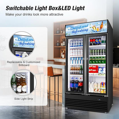 Commercial Beverage Refrigerator, 40 Inch 35 Cu.Ft. Commercial Drink Fridge - Image 7