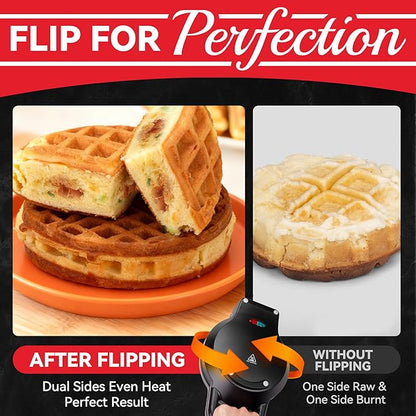 6" Stuffed Waffle Maker Rotating, Flip Waffles Maker Machine - Image 4