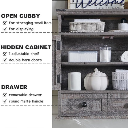 ACCOHOHO Bathroom Wall Cabinet, Farmhouse Medicine Cabinet, Adjustable Shelf - Image 3
