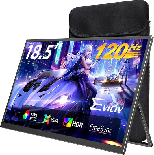 Portable Monitor 18.5” | 120HZ 1ms Gaming Monitor | 125% sRGB | FreeSync by EVICIV
