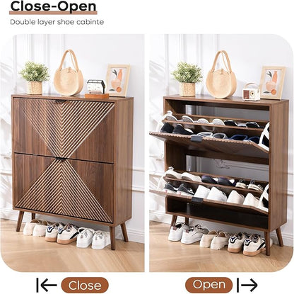 Shoe Cabinet Storage, Farmhouse Freestanding Organizer - Image 7