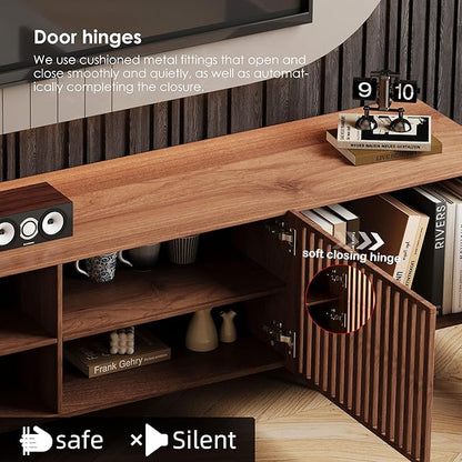 gaoyangjiaju 94.48" Mid-Century Modern TV Stand, Walnut Media Console - Image 7