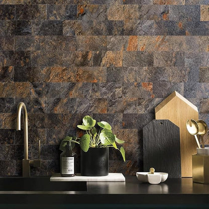 AULIGET Rustic Slate Peel and Stick Backsplash Wall Tile - Image 2