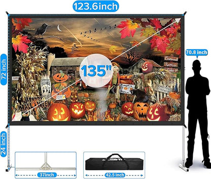 Projector Screen and Stand, JWSIT 135 inch Outdoor Movie Screen-Upgraded 3 - Image 3