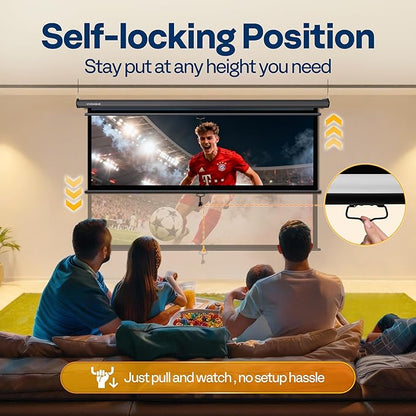 VIVOHOME 100 Inch 16:9 Pull Down Projector Screen, HD 4K Retractable Movie - Image 3