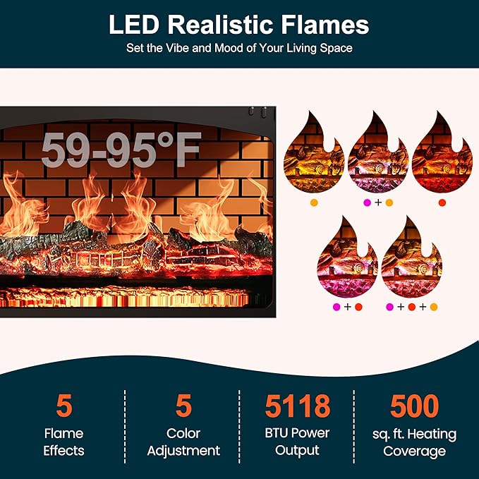 Royalcraft Electric Fireplace Heater, Freestanding Electric Fireplace Stove - Image 4