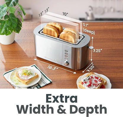 Elite Gourmet ECT4123 Long Slot 4 Slice Toaster, Extra Wide 1.5" and 5.1" Deep - Image 6