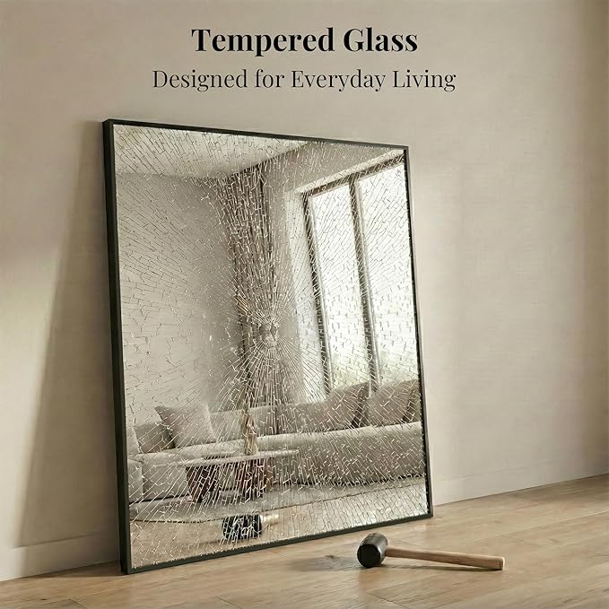 30"x36" Black Bathroom Mirror, Matte Metal Framed Vanity Mirror - Image 4