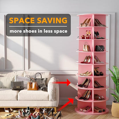 SpaceAid 8 Tier Rotating Shoe Rack Tower, Spinning Shoe Display Lazy Susan - Image 3
