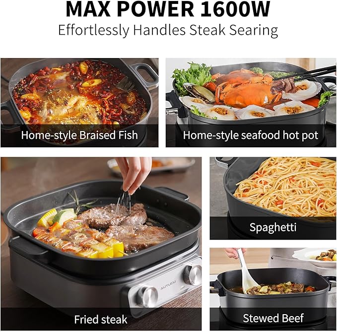 6-Quart Electric Skillet with Grill | Non-Stick PFOA-Free Ceramic-Coated Pot - Image 5
