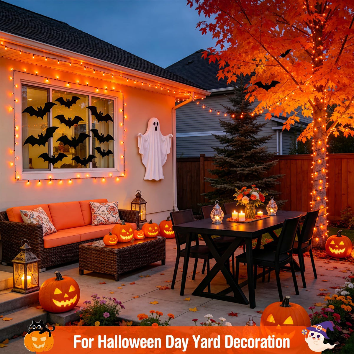 JMEXSUSS 500 LED Halloween Lights Outdoor, Orange String Lights Plug in