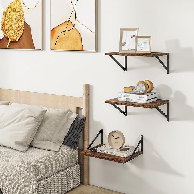 Deep Floating Shelves for Wall, 12 Inch Deep Floating Shelves Set of 3 - Image 2