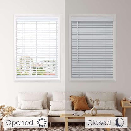 Cordless 2" Faux Wood Blind White 60 W x 72 H, Partial Inside Mount (Arrives ½ Inch Narrower)