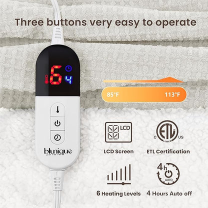 Heated Blanket Electric Throw Waffle, 50x60 Inches Sherpa Fleece Fast Heating - Image 5