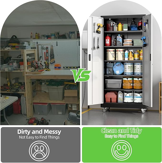 71" H×34" W×18" D Garage Storage Cabinet - Image 6
