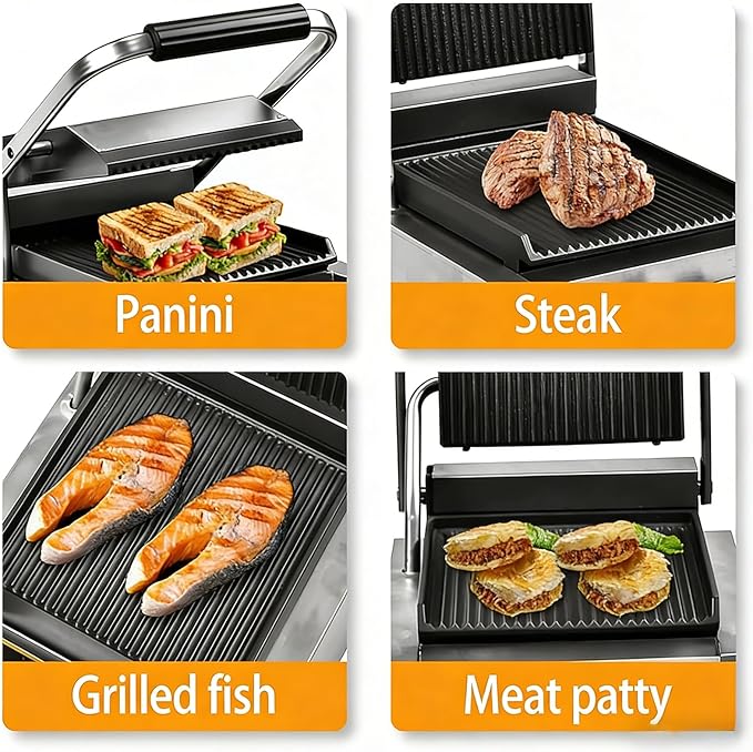 CTJ Commercial Panini Press Stainless Steel Electric Sandwich Maker - 2200W - Image 7