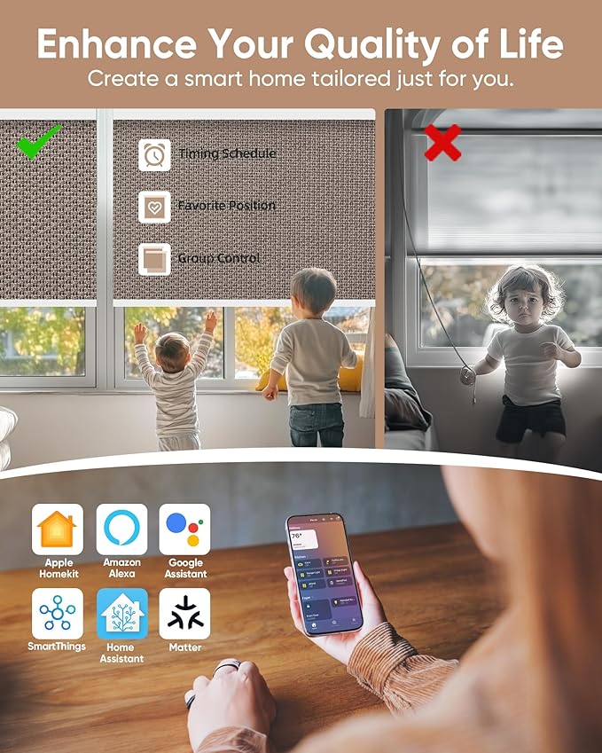 Kincmo Motorized Blinds with Remote, 100% Blackout Motorized Roller Shades Work - Image 3