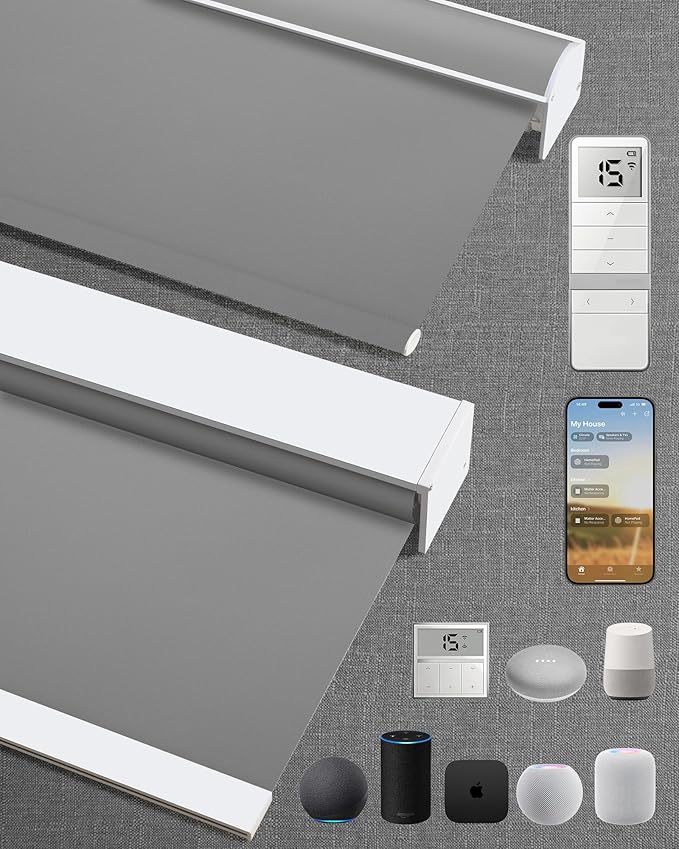 Kincmo Motorized Blinds with Remote, 100% Blackout Motorized Roller Shades Work by KincmoBlinds
