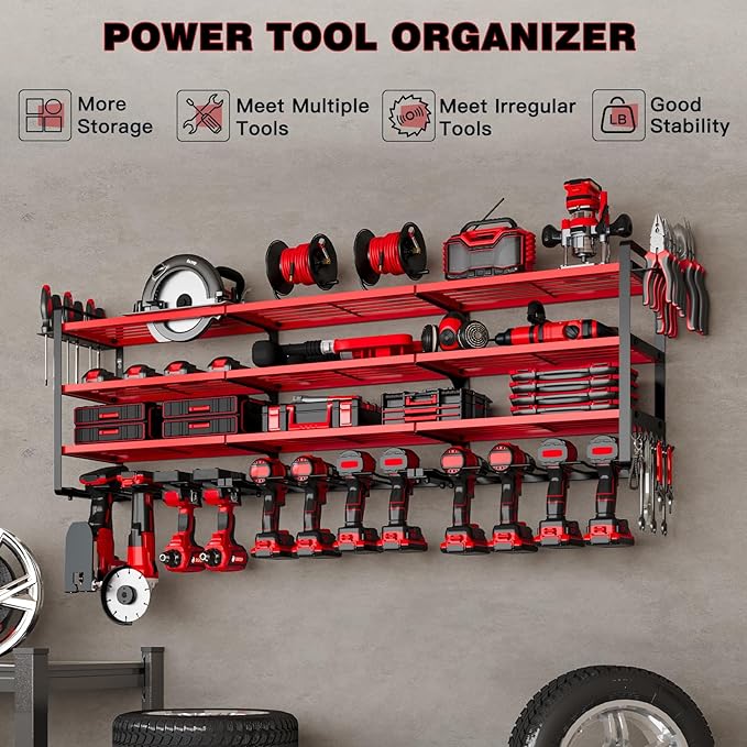 48" Large Power Tools Organizer Wall Mount, 12 Drill Holder - Image 2