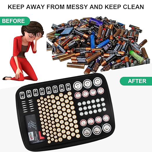 Battery Storage Box Hard Case Holds 148 Batteries, Waterproof Fireproof Battery - Image 6
