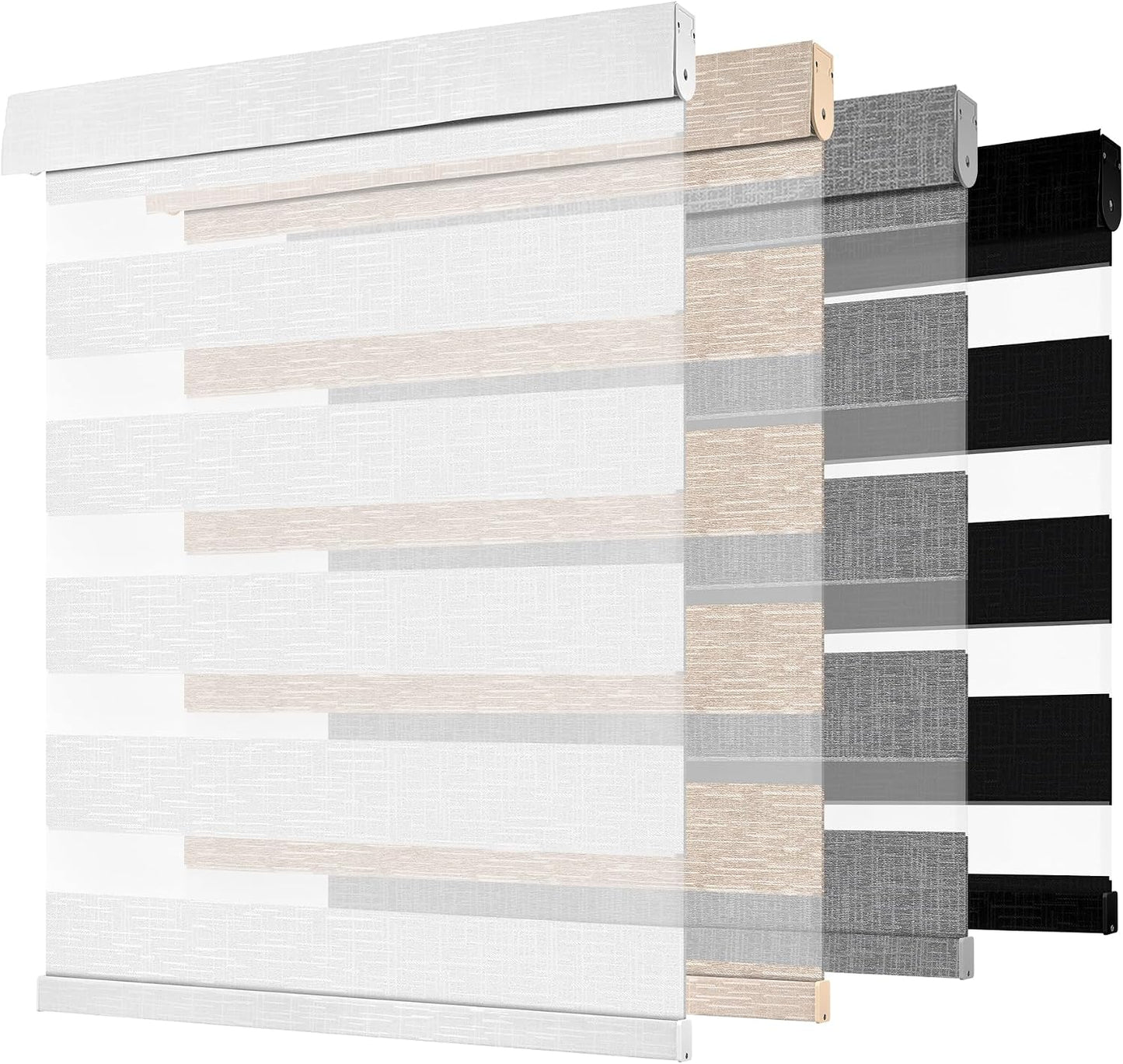 Cordless Zebra Blinds for Windows, Pure White, 58" W x 72" H | Dual Layer Light Control for Day and Night,Light Filtering & Blackout Window Blinds,Easy to Install Zebra Blind for Home