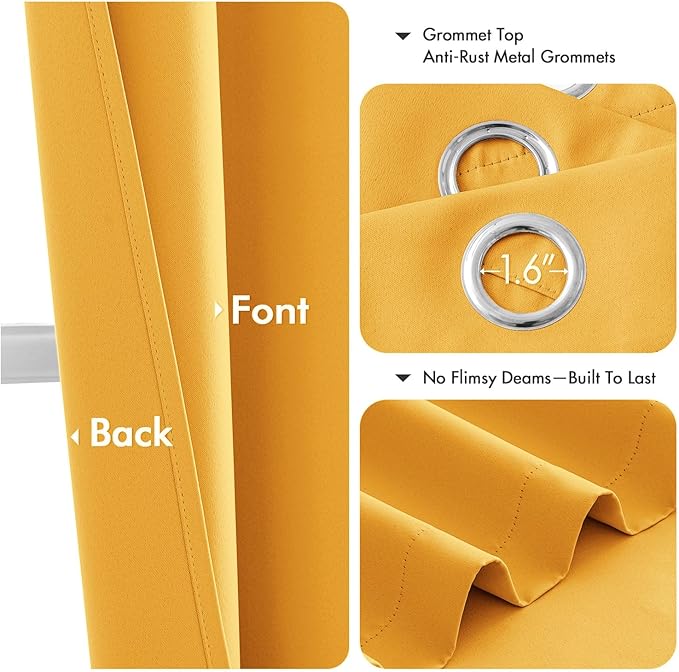 MIULEE Yellow Blackout Curtains - Image 4