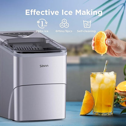 Silonn Ice Makers Countertop, 9 Cubes Ready in 6 Mins, Self-Cleaning Ice Machine - Image 2