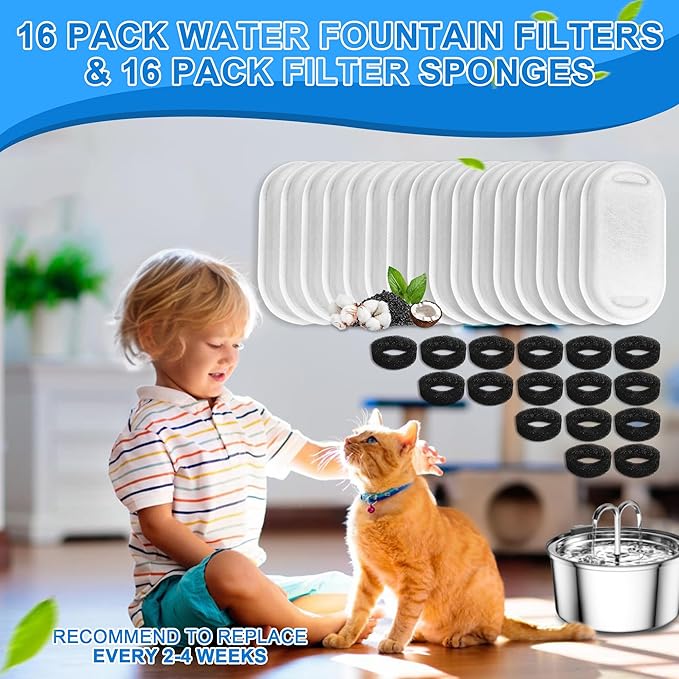 Cat Water Fountain Filters, 32 Pack Cat Replacement Filters - Image 8