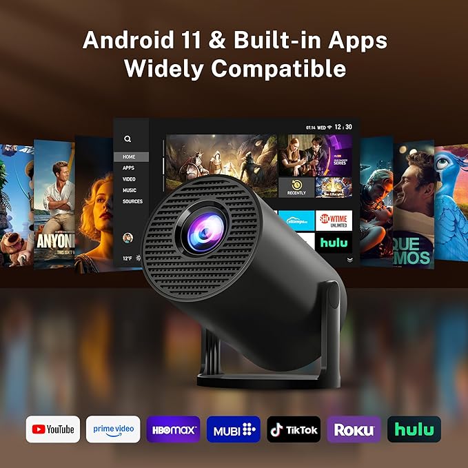 Mini Projector with WiFi 6 and Bluetooth 5.4 Built-in Android 11, 1080P 4K - Image 2