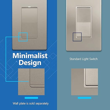 LIDER Minimalist Design Matte Finish Lighted Decorator Switch, Frameless Paddle - Image 4