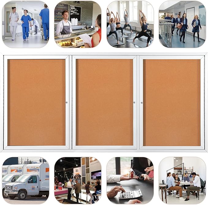 Outdoor Bulletin Board Weatherproof 72x36 in, Enclosed Bulletin Board - Image 9