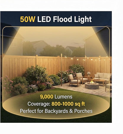 XXBSAZ 50W LED Flood Lights Outdoor, Plug-in & Hardwired Security Lights - Image 8