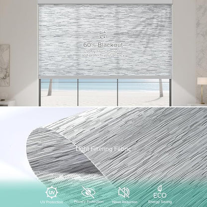 Kilonity Motorized Roller Shades, Light Filtering Remote Control Custom Window - Image 4