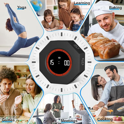 GuDoQi Digital Productivity Timer, Octagon Rotating Pomodoro Timers - Image 7