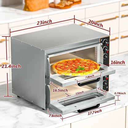 Shikha Commercial Countertop Pizza Oven 16 inch, Double-Layer Electric Pizza - Image 5