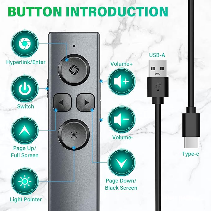 2 in 1 USB Type C Presentation Clicker - Image 2