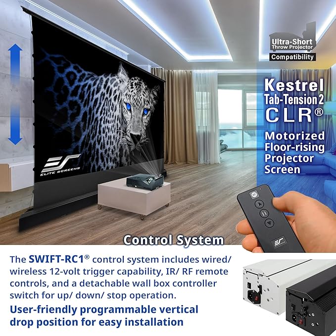 Elite Screens Kestrel Tab-Tension CLR, 101 inch 16:9, Ultra-Short Throw Ceiling - Image 3