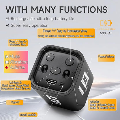 Rotating Productivity Timer 5, 60 Minutes Preset, Desk Cube w/Gravity Sensor - Image 4