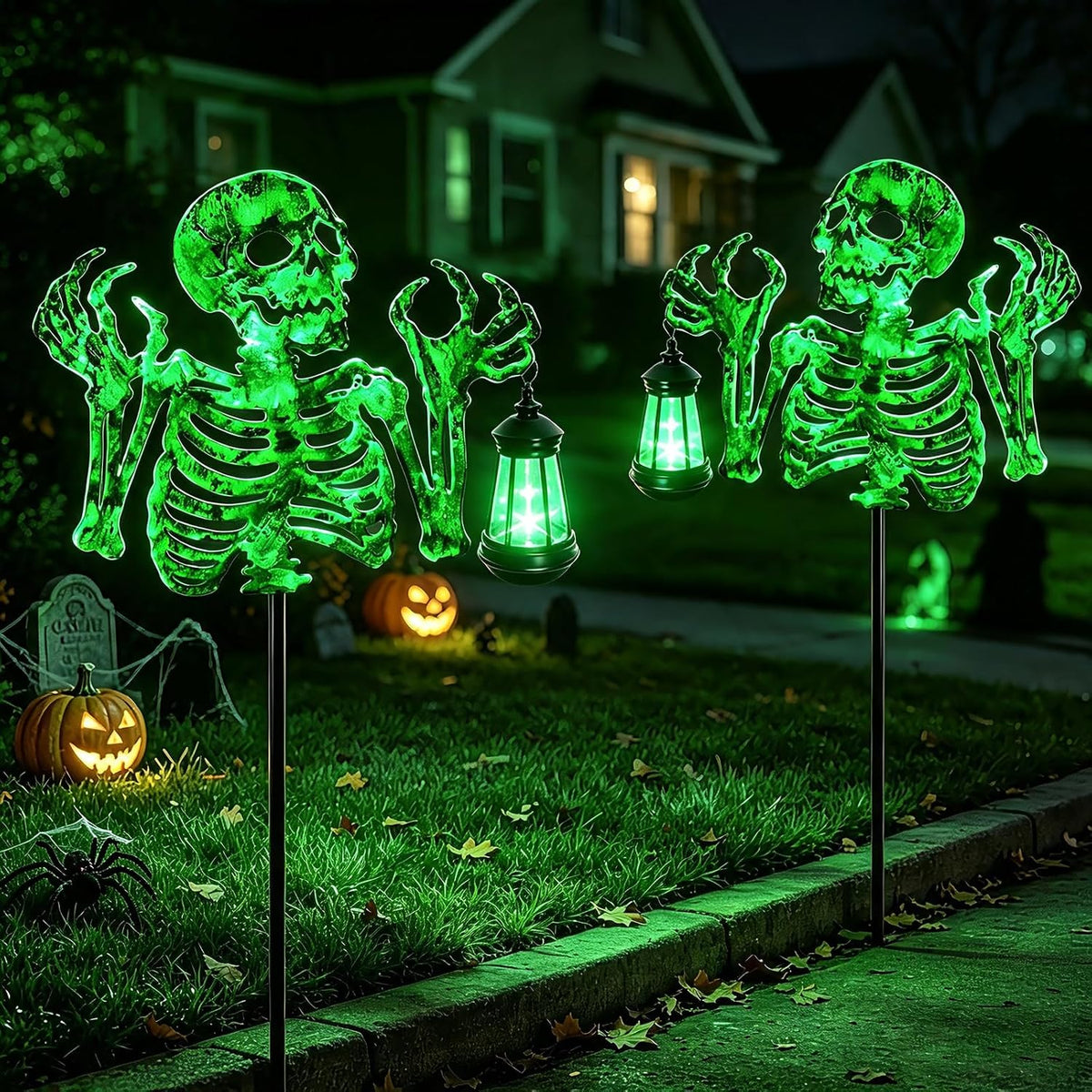 Halloween Decorations Outdoor Scary Skeleton Yard Stakes Solar Lights