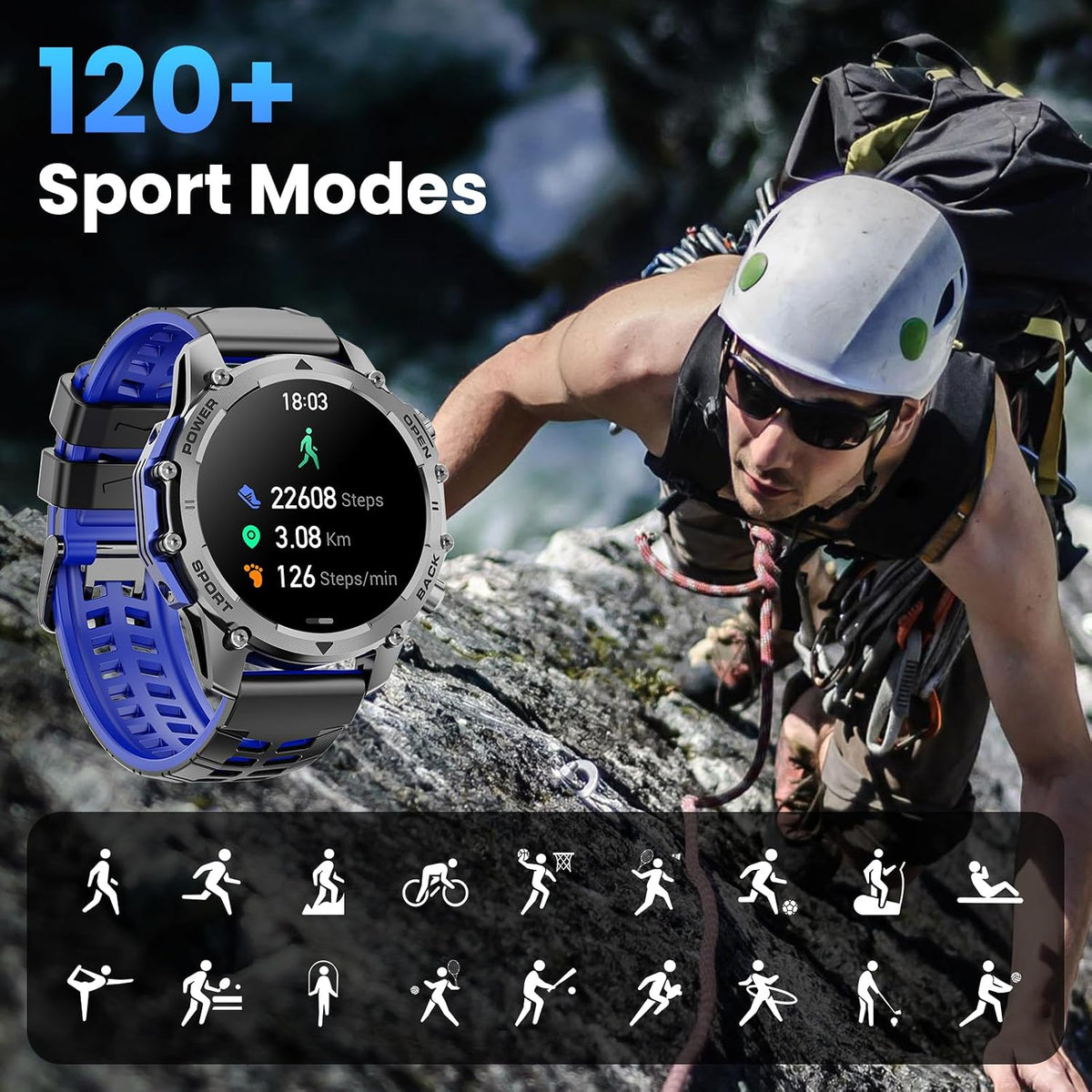 hwagol smart watches for men (call/notification),1.52''hd military smart on a desk or shelf